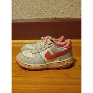 Nike Air Force 1 (TD) Toddler Size 9C Sneaker Shoes 314221-113 Pink Gray White
